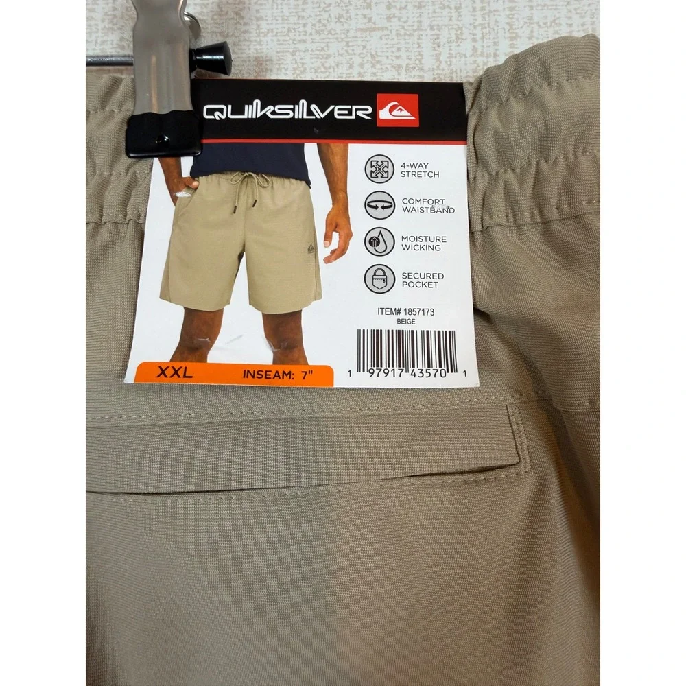NWT Quiksilver Mens XXL Beige 4-Way Stretch Performance Shorts Gorpcore Hiking
